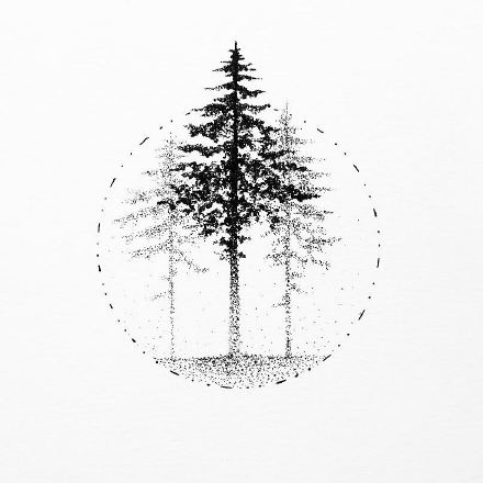 38款几何元素里的写实黑灰小风景纹身图案