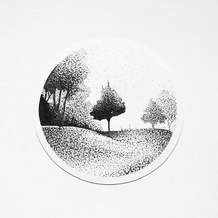 38款几何元素里的写实黑灰小风景纹身图案