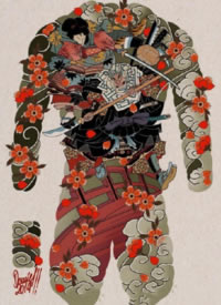 9张彩色全胛大满背纹身手稿图案赏析