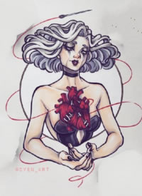 创意的一组女郎纹身手稿图片