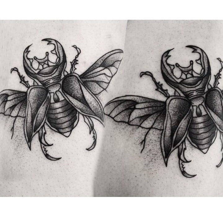 一组种类繁多而又形态各异的昆虫纹身图案