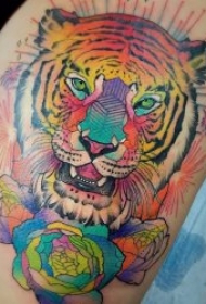 老虎头纹身 10张凶猛霸气的老虎头纹身图案