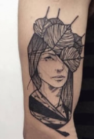 女郎纹身线图 黑灰色的9张女郎纹身线图作品