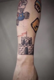 波有创意的一组小彩色拼接纹身图案