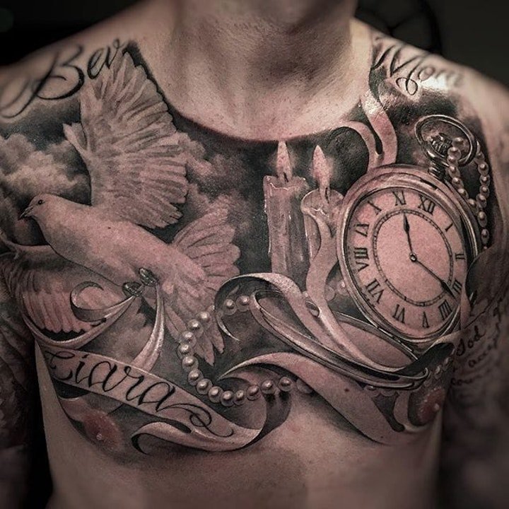 胸部纹身图  多款适合男生的霸气胸部纹身图案