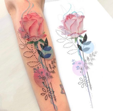 花卉纹身 9款唯美的小清新水彩花朵纹身图片