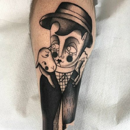 怪诞的一组童话风格漫画纹身图案