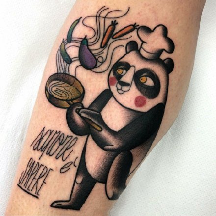 怪诞的一组童话风格漫画纹身图案