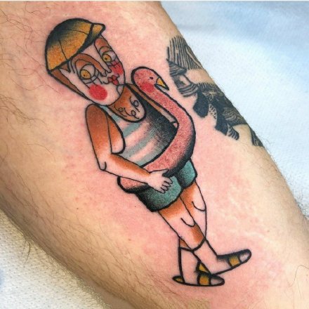 怪诞的一组童话风格漫画纹身图案