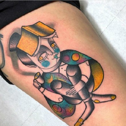 怪诞的一组童话风格漫画纹身图案