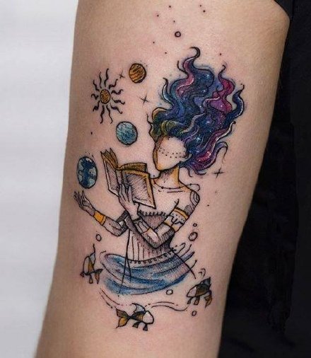 卡通小女生纹身 18张成套的唯美插画小女生纹身图片