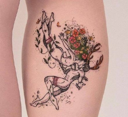 卡通小女生纹身 18张成套的唯美插画小女生纹身图片