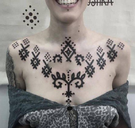 不失性感的几何梵花图形纹身图案