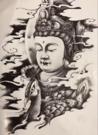 9款满背如来佛祖的纹身手稿图片