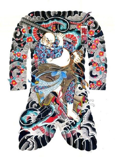 十几款传统的大满背全胛纹身手稿欣赏