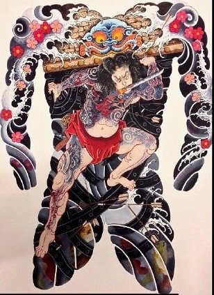 十几款传统的大满背全胛纹身手稿欣赏