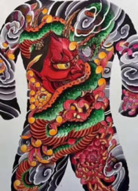 十几款传统的大满背全胛纹身手稿欣赏
