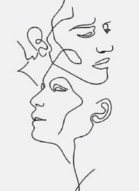 极简抽象的人像线条纹身素材手稿图片