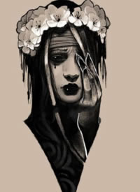 34组欧美人物黑灰的纹身手稿图