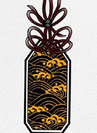 一组传统的日式护身符等符文纹身手稿图