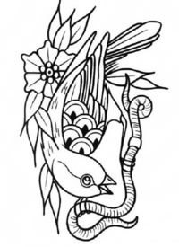 9款小鸟主题的创意纹身线稿图片