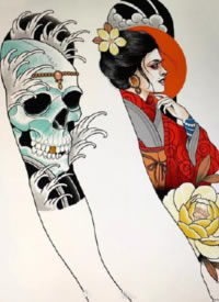 11款漂亮的花卉花臂纹身效果图手稿图片欣赏