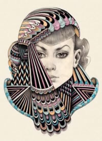 9款很有创意的女郎人物插画纹身手稿图片