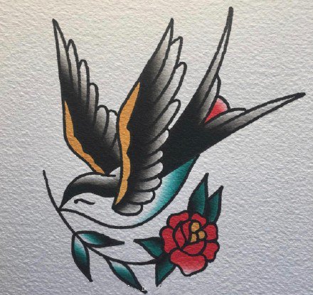 33组oldschool风格的小彩图纹身手稿素材