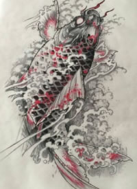 34款锦鲤等鲤鱼纹身手稿图片