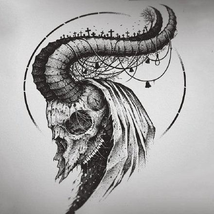 27组黑灰骷髅纹身手稿图案赏析