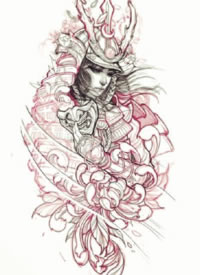 9款好看的艺伎纹身手稿图片欣赏