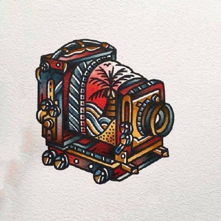 30组school风格的彩色纹身素材手稿图案