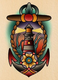 30组school风格的彩色纹身素材手稿图案