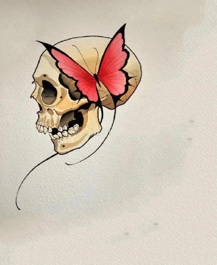 一组彩色的school小骷髅的纹身手稿图片