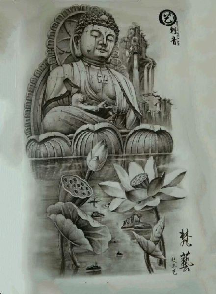 38款传统的人物佛像等纹身手稿图片赏析