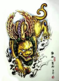 9款传统的貔貅纹身手稿图片