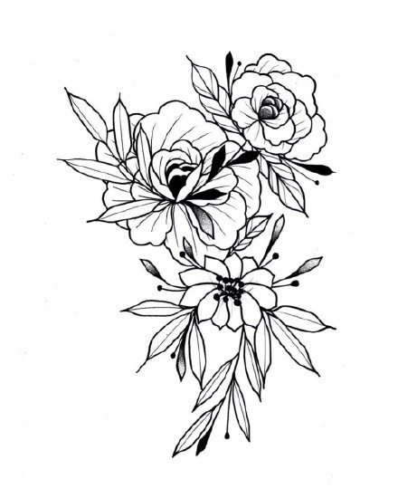 37张小清新的素花纹身手稿图片