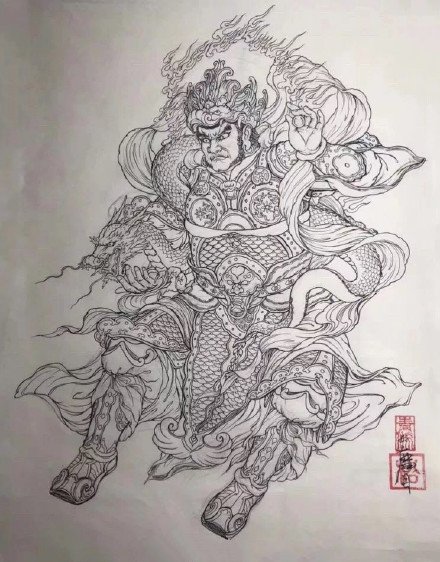 12款适合满背的四大天王纹身手稿图案