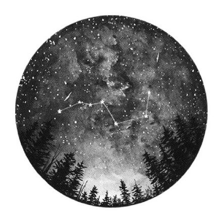 42款小圆形里的点刺山水风景纹身手稿图案