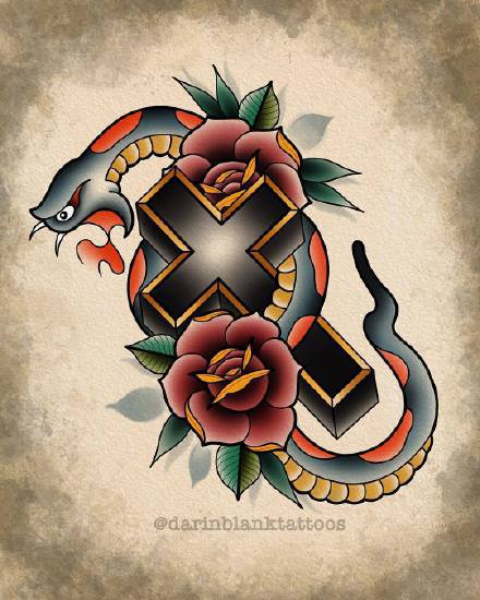 40款oldschool彩色小图纹身手稿图片