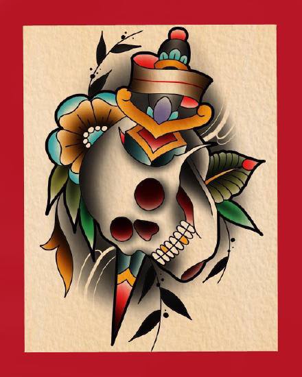 40款oldschool彩色小图纹身手稿图片