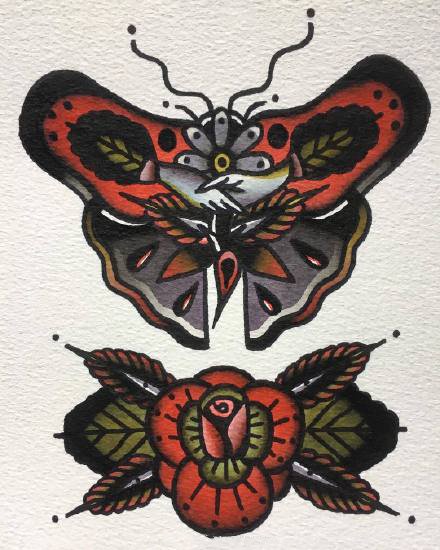 40款oldschool彩色小图纹身手稿图片