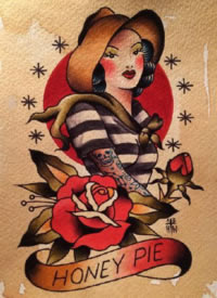 40款oldschool彩色小图纹身手稿图片