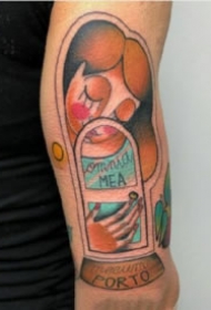 怪诞的一组童话风格漫画纹身图案