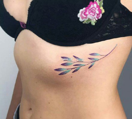 叶子纹身 9张漂亮植物叶子彩色纹身图案