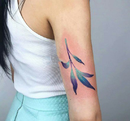 叶子纹身 9张漂亮植物叶子彩色纹身图案