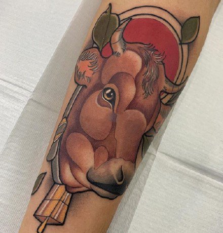 school风格的一组彩色可爱动物纹身图案