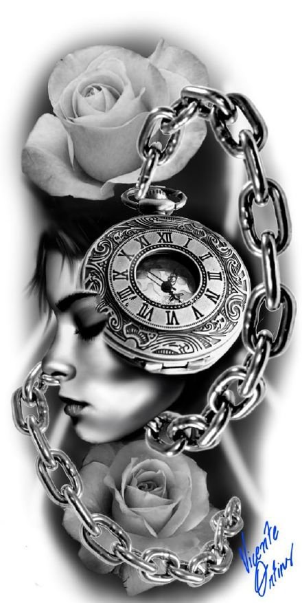 30款包臂写实类的黑色纹身手稿图片