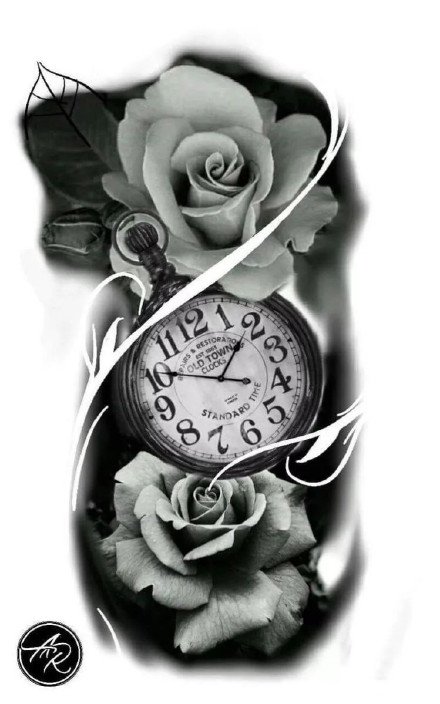 30款包臂写实类的黑色纹身手稿图片