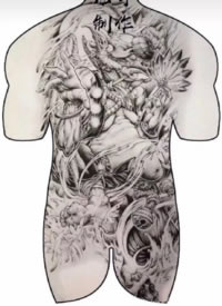 9款传统的大满背纹身手稿效果图赏析